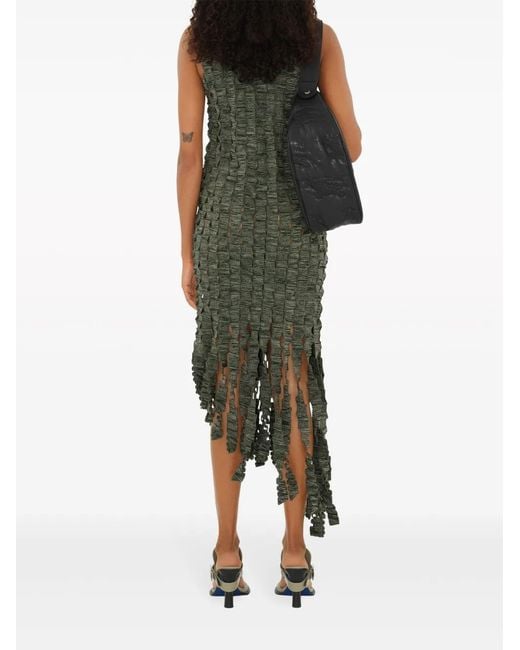 Burberry Green Crocheted Silk-Blend Midi Dress