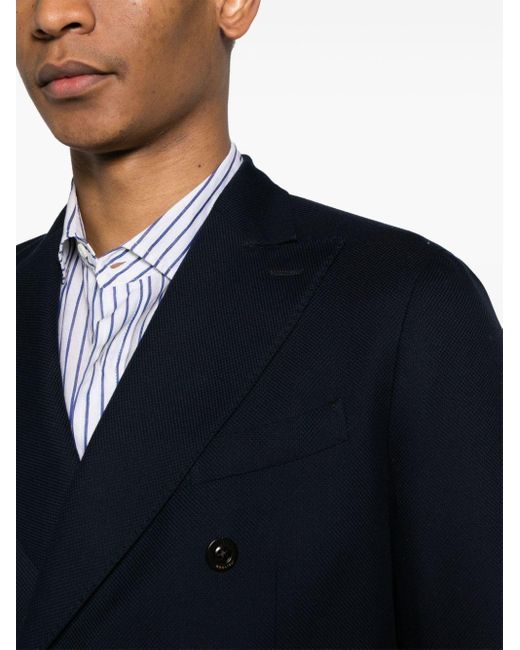 Boglioli Blue Cotton And Wool Blend Double-breasted Jacket for men