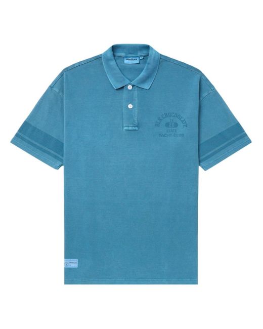 Chocoolate Blue Logo-print Cotton Polo Shirt for men