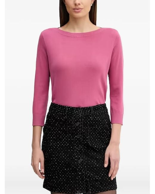 Benetton Pink Fine-Knit Three-Quarter Sleeve Sweater