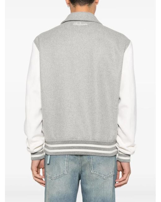 Balmain Gray Jacket With Wool Buttons for men