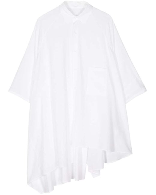 Camicia asimmetrica a maniche corte di Yohji Yamamoto in White