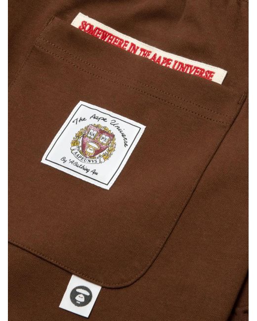 Aape By A Bathing Ape Brown Logo-Patch Shorts for men