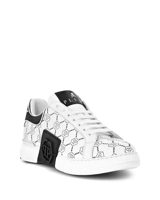 Philipp Plein Metallic Phantom Kicks Monogram-Pattern Low-Top Sneakers