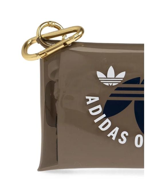 Adidas Gray Logo-Print Pouch Keyring