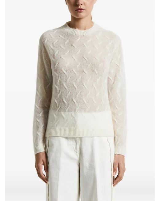 Peserico Cable-knit Round-neck Sweater White