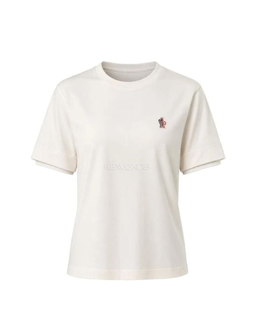 Moncler White Logo-Patch T-Shirt for men