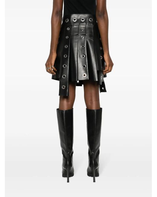 Off-White c/o Virgil Abloh Black Eyelet-Embellished Asymmetric Pleated Miniskirt