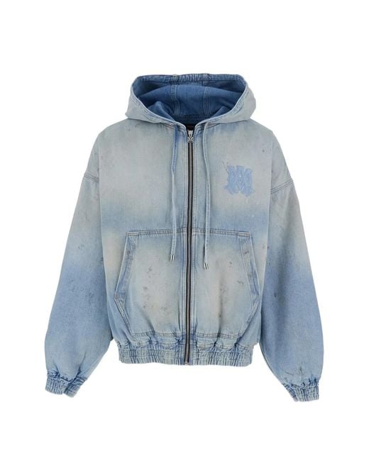Amiri Blue Ma-Appliqué Hooded Jacket for men