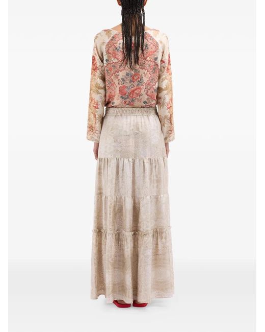 Pierre Louis Mascia Natural Aloe Paisley Jacquard Maxi Skirt