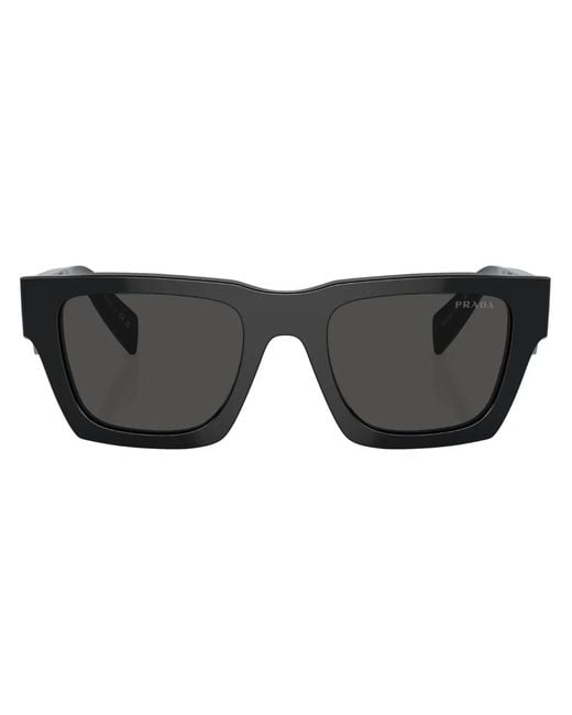 Prada Black Logo-Lettering Square Sunglasses for men