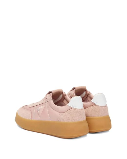 Guess Pink Suede-Panel Logo-Detail Sneakers