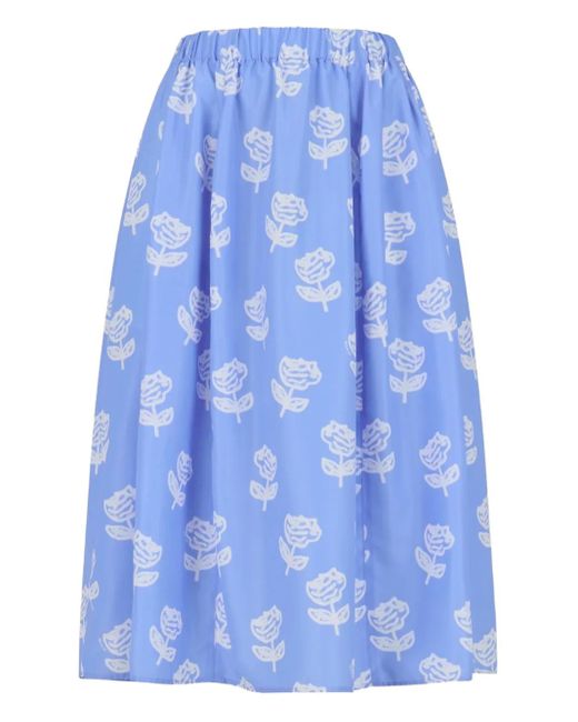 Marni Midi-Jurk Met Bloemenprint in het Blue