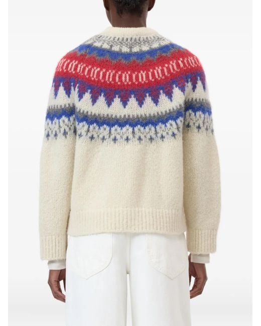 Closed White Fairisle-Pattern Crew-Neck Sweater