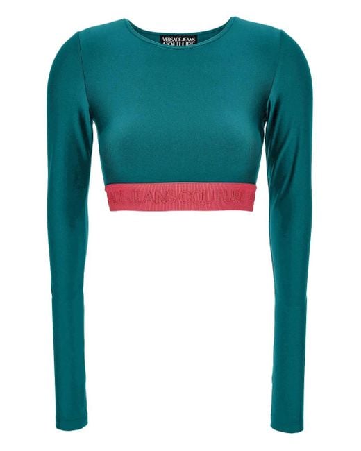 Versace Jeans Couture Green Logo-Band Longsleeves T-Shirt