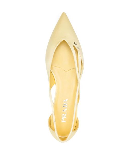 Prada Metallic Satin Cut-Out Pointed Ballet Flats