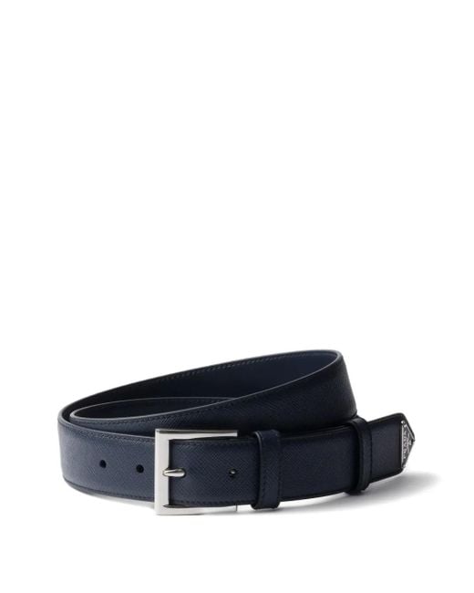 メンズ Prada Saffiano Leather Belt Blue