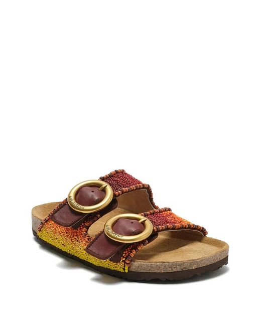 Maliparmi Brown Double-Strap Sandals