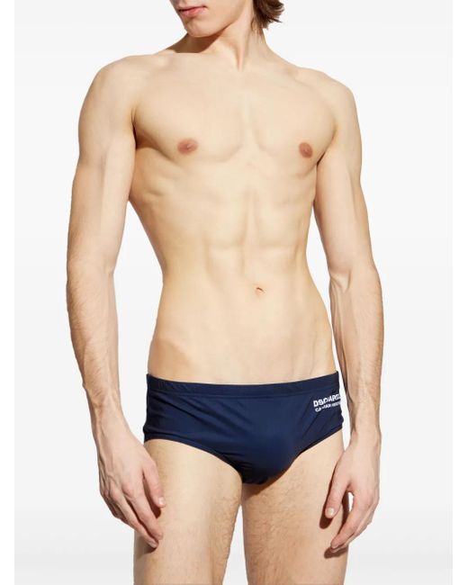 DSquared² Blue Logo-Print Swim Trunks for men