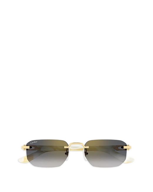 Cartier Metallic Geometric-Frame Sunglasses