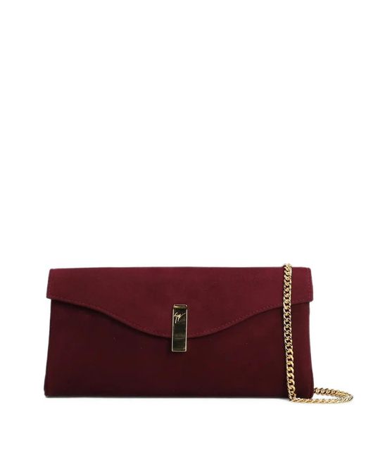 Giuseppe Zanotti Purple Logo-Plaque Chain-Link Clutch Bag