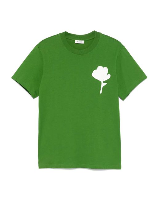 Sandro Green T-Shirt With Flower Patch for men