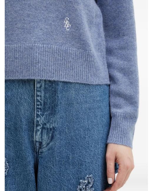 Sporty & Rich Blue Buttoned Logo Polo Top