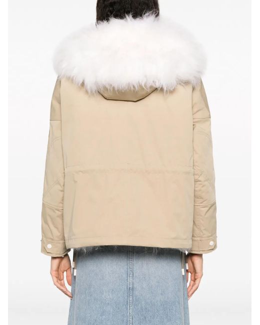 Yves Salomon Natural Reversible Hooded Cropped Parka