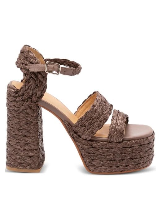 Castaner Brown Platform Raffia Espadrilles