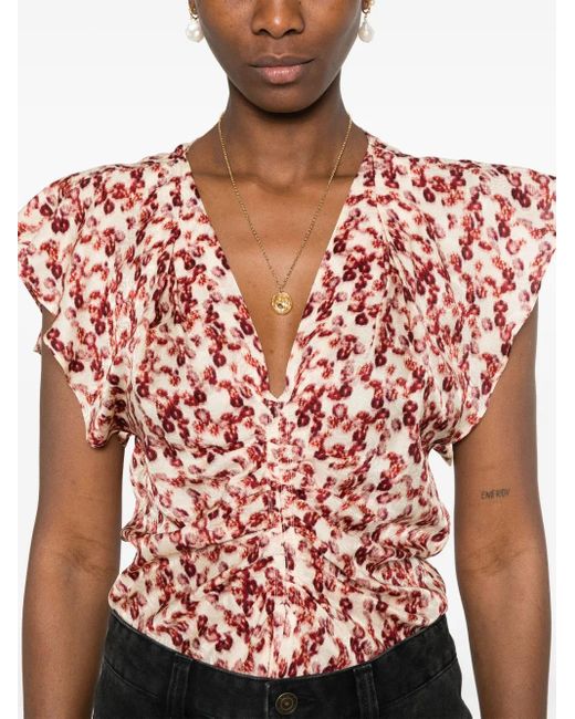 Isabel Marant Red Lonea Bluse