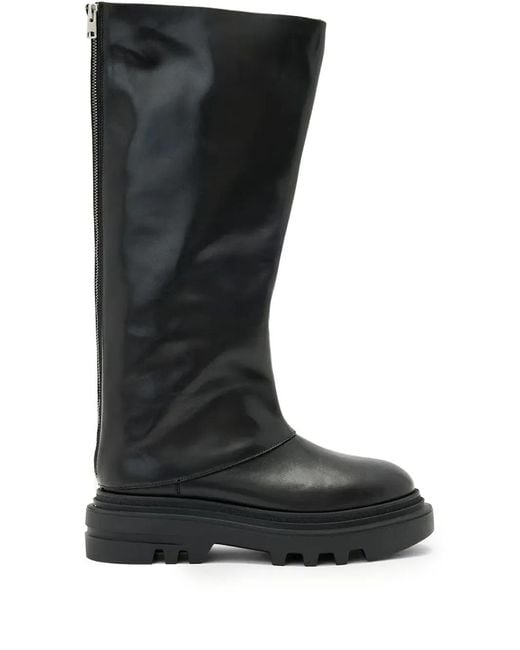 AllSaints Black Maxie Zip-Fastening Boots