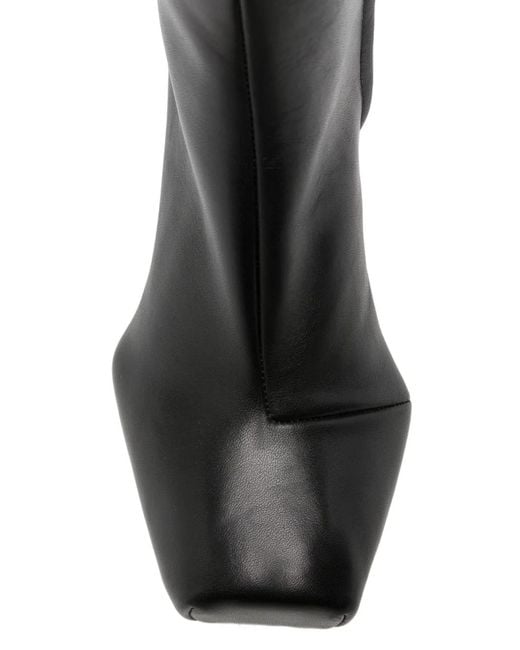 ALAINPAUL Black Square-Toe Ankle Boots
