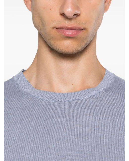 Low Brand Blue Short-sleeve Knitted T-shirt for men