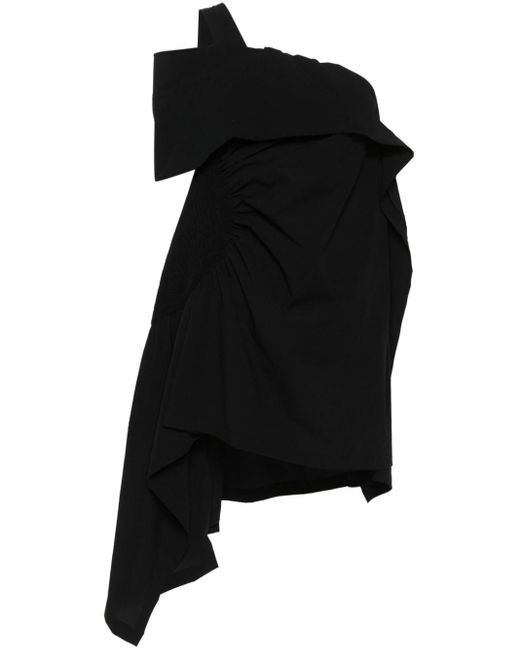 Issey Miyake Black Einschlutrige Bluse aus Krepp