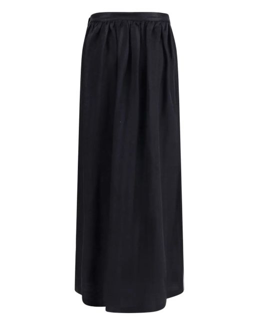 Kristina Ti Black Geometric-Button Long Skirt