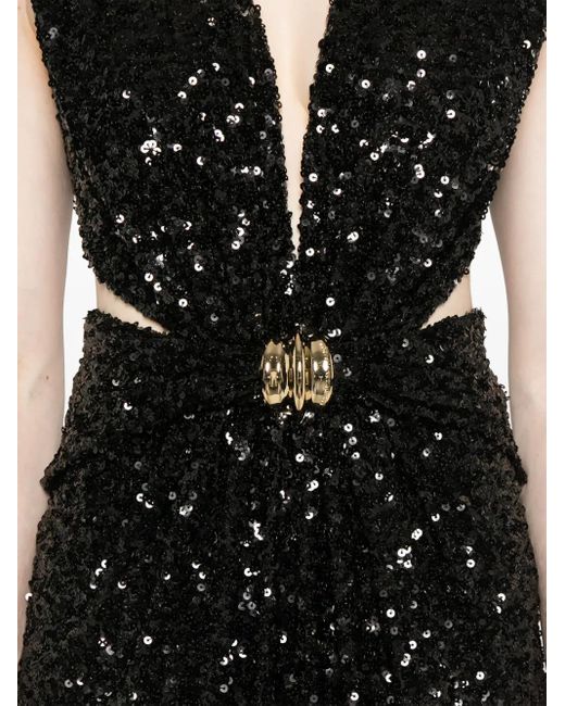 Elisabetta Franchi スパンコールトリム イブニングドレス Black