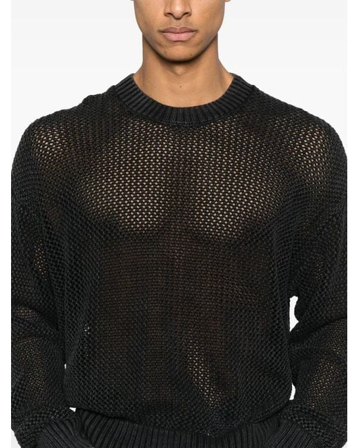 Represent Black Open-Gauge Sweater for men