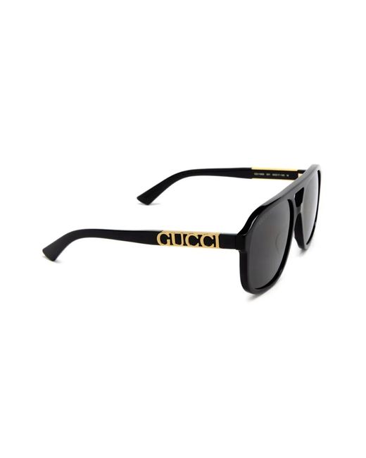 Gucci Black Pilot-Frame Logo-Plaque Sunglasses