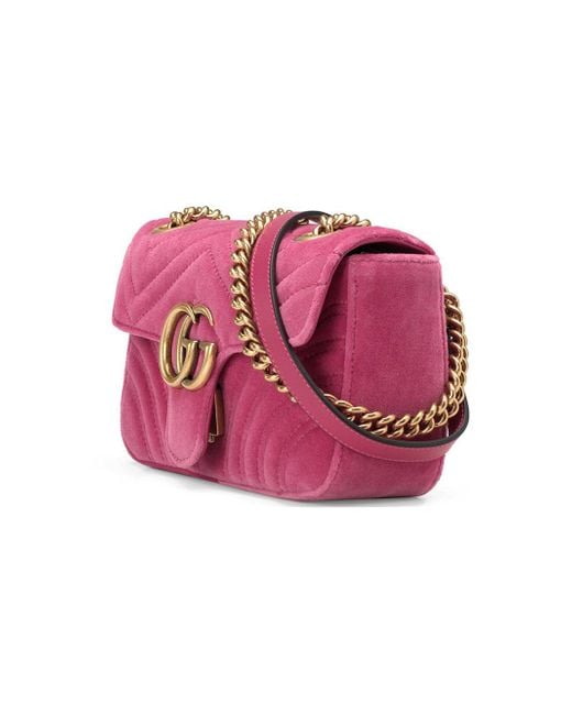 Gucci GG Marmont Velvet Mini Bag in Pink | Lyst