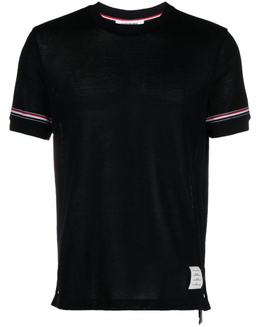 Thom Browne Black Striped T-Shirt for men