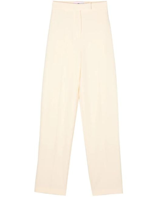 Chiara Ferragni Natural Crepe Pressed-Crease Tapered Trousers
