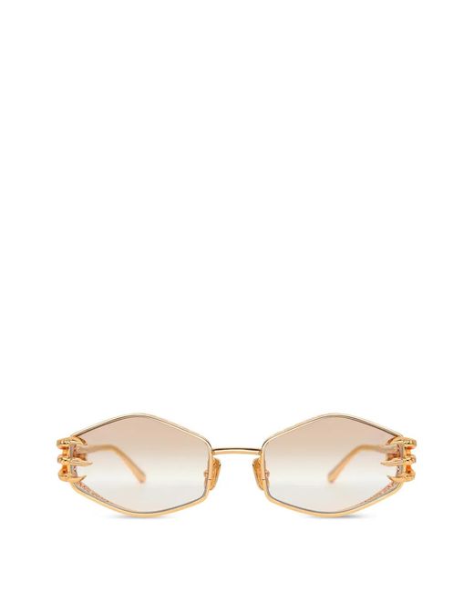 Anna Karin Karlsson Natural Claw Plume Geometric-Frame Sunglasses