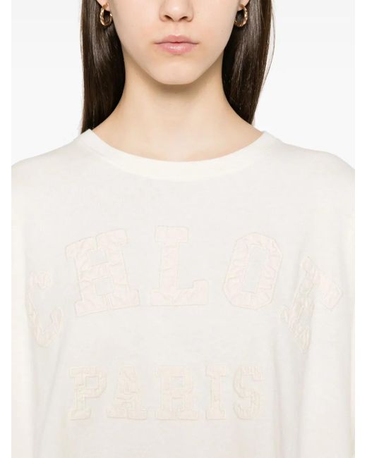 Camiseta con aplique del logo Chloé de color Natural