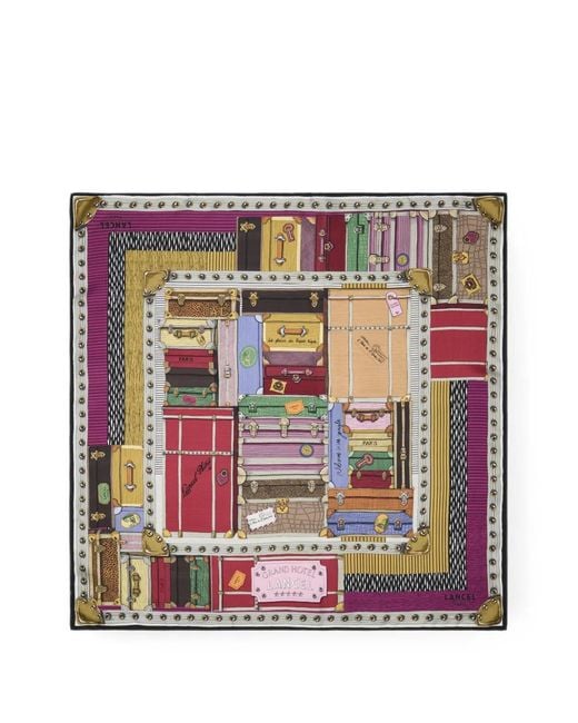 Lancel Purple 90 Square Printed Silk Scarf