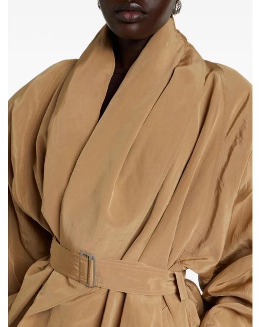 Magda Butrym Natural Belted Shawl-Collar Jacket