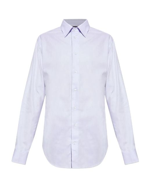 Emporio Armani White Long-Sleeved Button-Down Shirt for men
