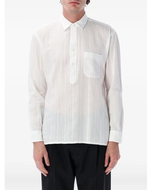 Salvatore Piccolo White Polo Rayé Alberto À Poche Poitrine for men