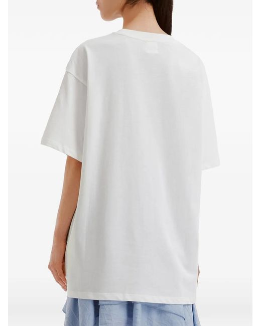 B+ AB White Graphic-Print Drop-Shoulder T-Shirt
