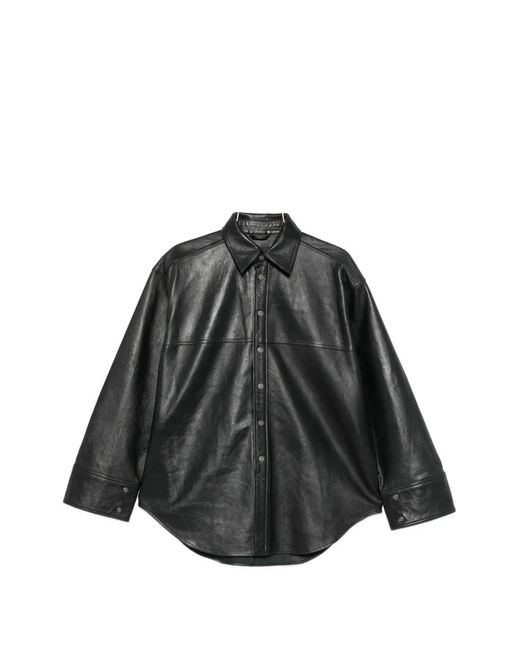 Haikure Black Leather Oversized Jacket