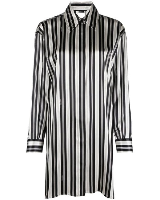 Fendi Black Striped Silk Shirtdress
